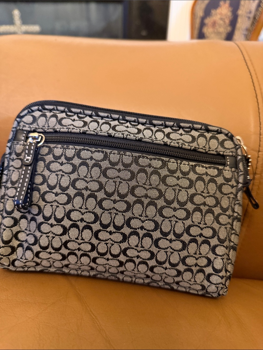 Coach Signature Jacquard Cosmetic Case in Gray and Black - Picture 10 of 10